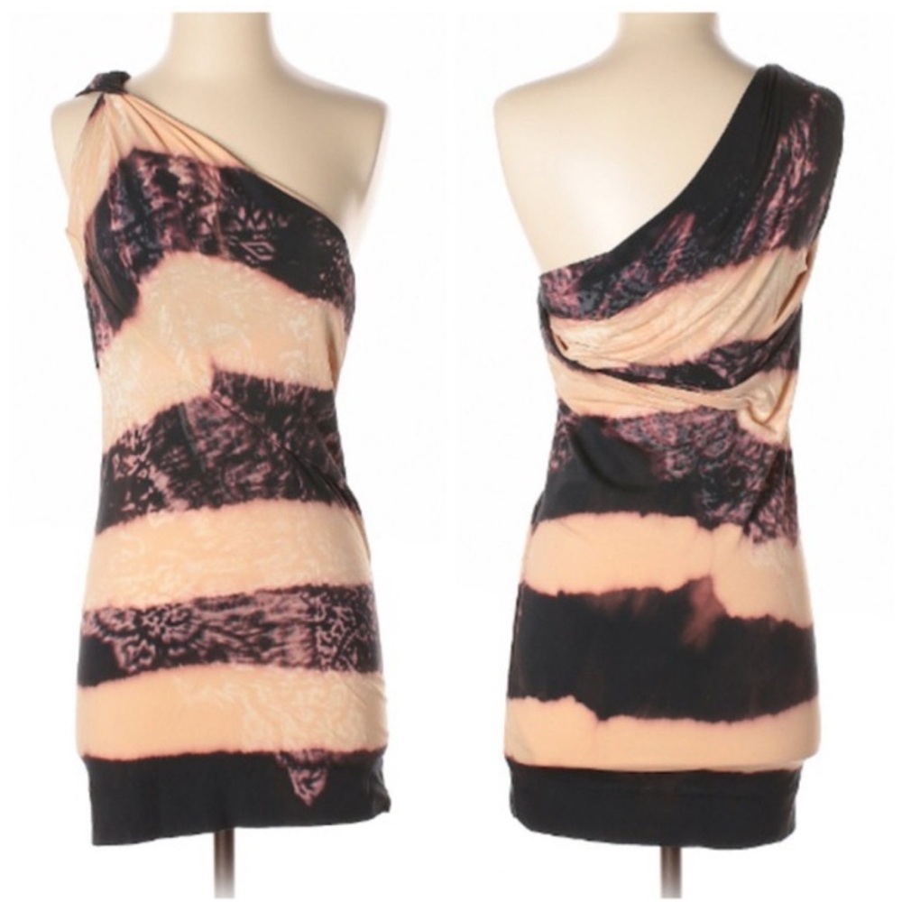 All Saints uma tie dye one shoulder dress